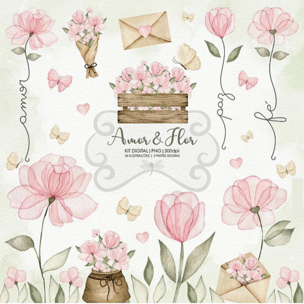 Arquivo Digital Amor e Flôr Aquarela