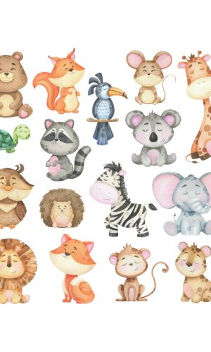 Arquivo Digital Animais Safari Aquarela