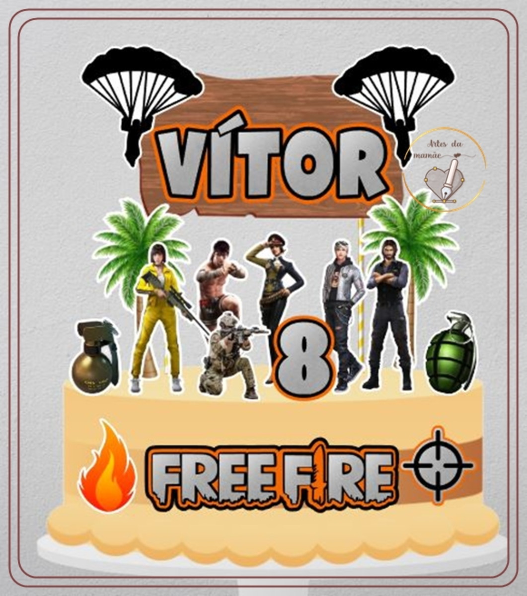 Arquivo Digital para corte topo de bolo FREEFIRE