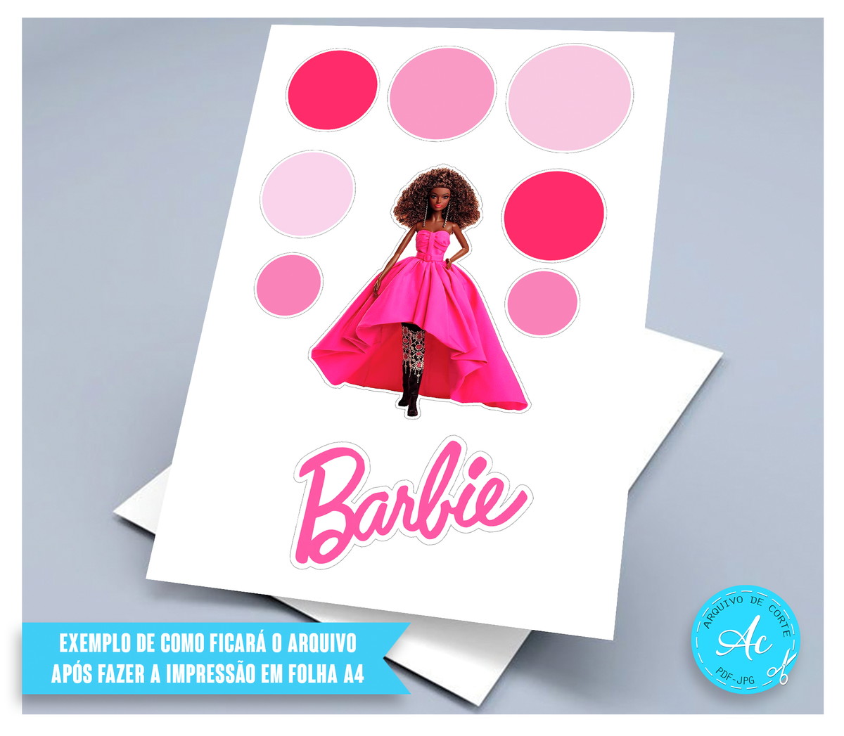 Arquivo Digital Topo de Bolo Barbie Negra #1 - Imagem 2