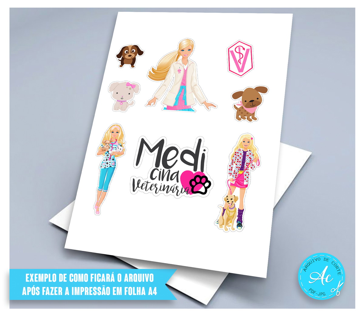 Arquivo Digital Topo de Bolo Barbie Veterinária #1 - Imagem 2