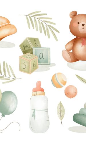 Arquivo Digital Urso Verde Bebe Aquarela #051#