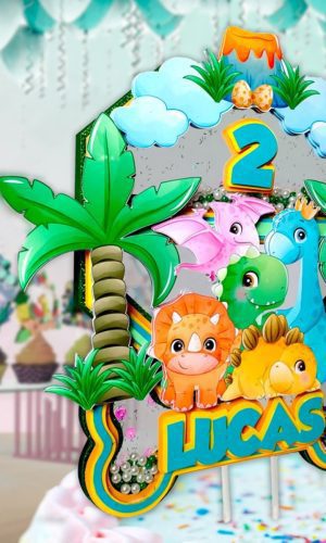 Arquivo em Svg Topo de Bolo Shaker Dinossauros Cute