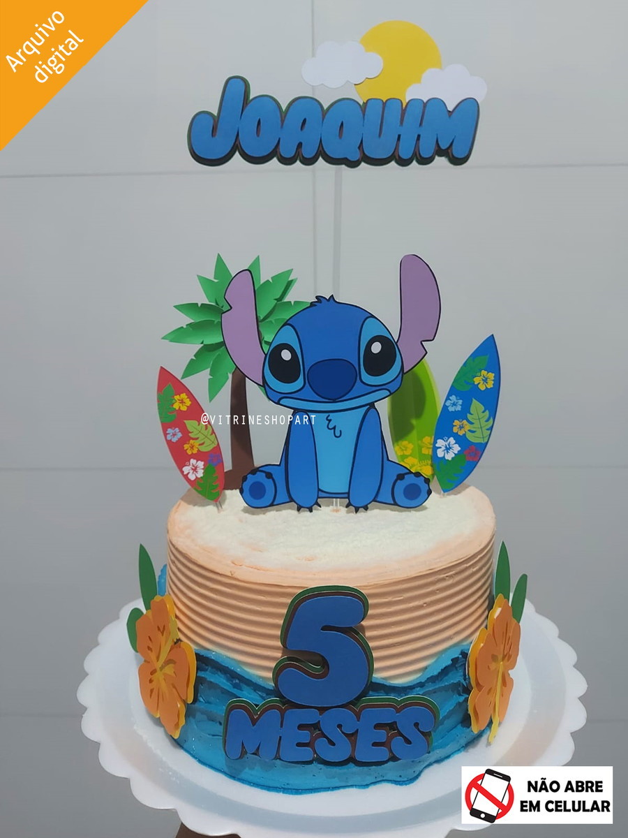 Arquivo p/ Silhouette Topo de Bolo em Camadas Stitch Lilo