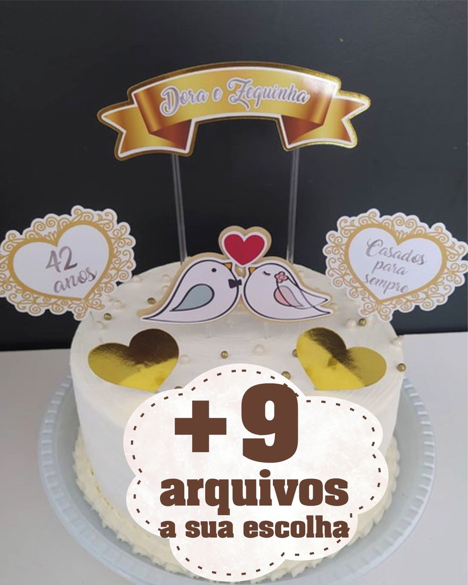 39- Arquivo Silhouette - Digital Topo Bolo Bodas Casal + 9