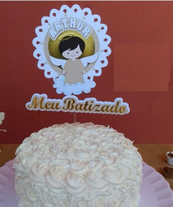 Arquivo Silhouette Topo De Bolo Batizado Anjo