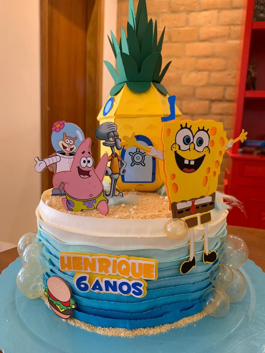 Arquivo silhouette topo de bolo bob esponja Topper em camada