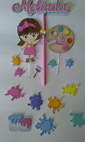 Arquivo Silhouette Topo de Bolo Pintura Menina Studio