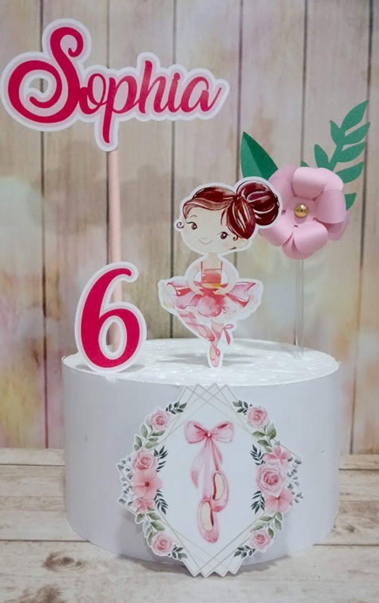 Arquivo topo bailarina aquarela flor 3d