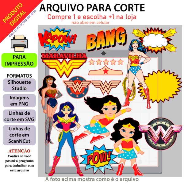 ARQUIVO Topo bolo Mulher Maravilha +1 TEMA