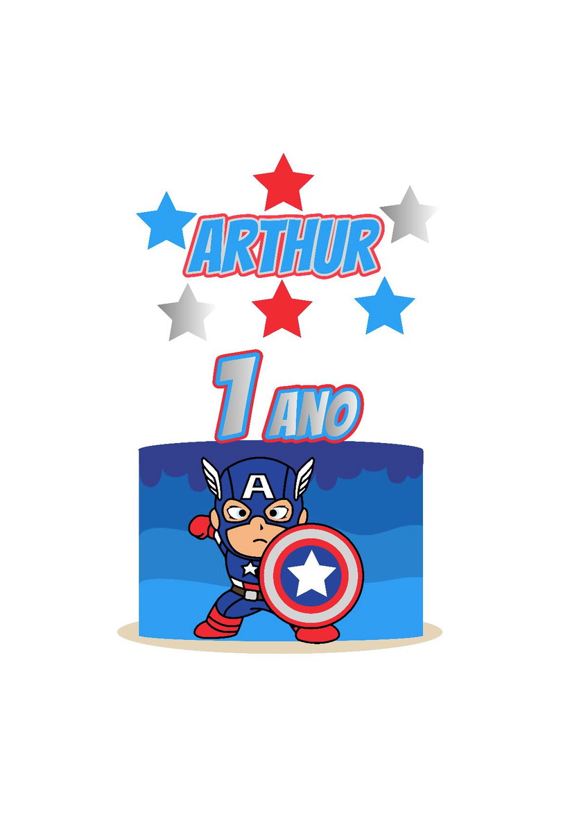 Arquivo topo de bolo capitão américa cute