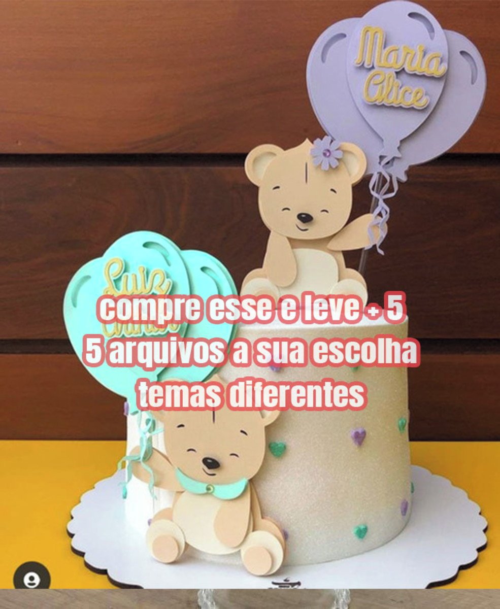 Arquivo Topo de Bolo Chá Revelação Ursinho .studio e pdf