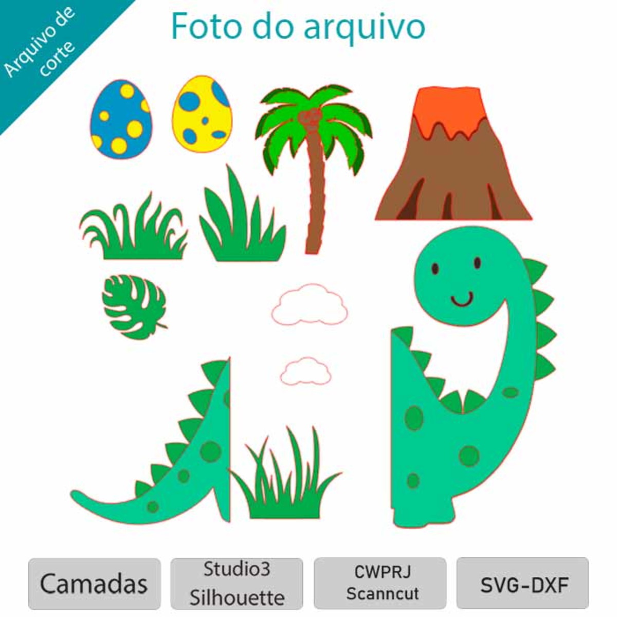 ARQUIVO Topo de bolo Dino Baby em camadas