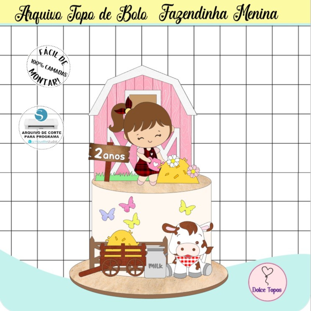 Arquivo - Topo de Bolo Fazendinha Menina 2024