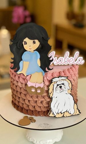 Arquivo Topo de Bolo - Menina e Cachorro