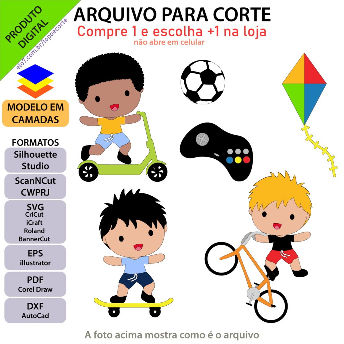 Arquivo Topo De Bolo Menino Brincando +1 Arquivo Da Loja - Imagem 2
