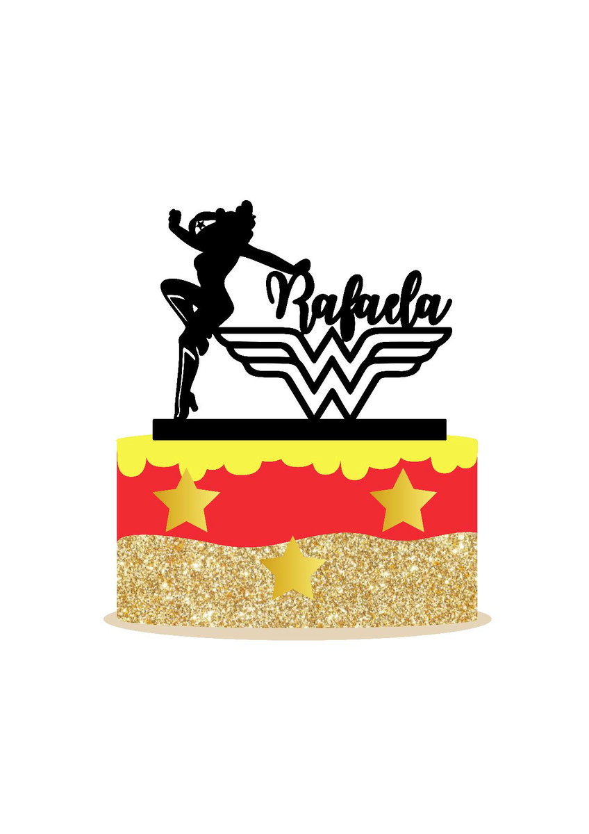 Arquivo topo de bolo mulher maravilha silhueta