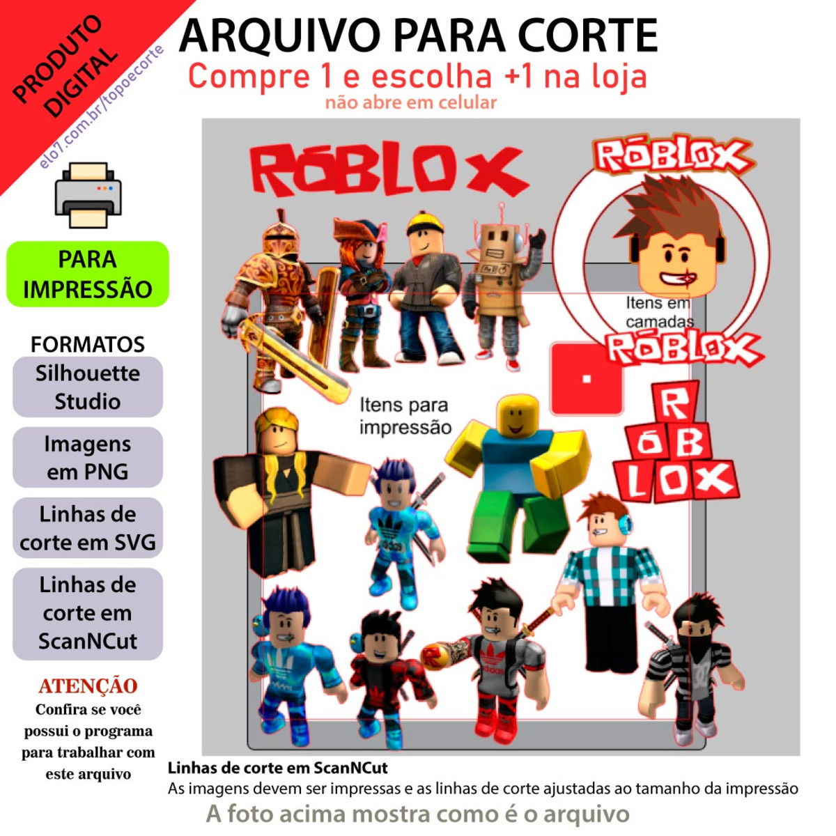 ARQUIVO Topo de bolo Roblox Menino +1 arquivo da loja