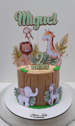 Arquivo Topo de Bolo - Safari Aquarelado