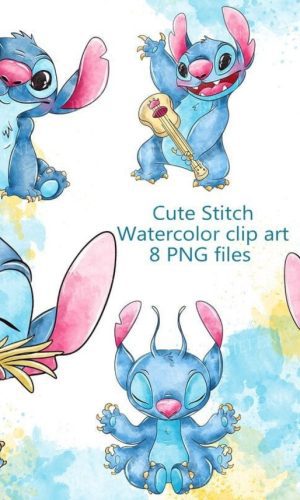 Arte Digital Lilo Stitch Aquarela