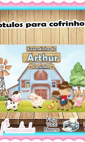 Arte Digital para Cofrinho Fazendinha Aquarela