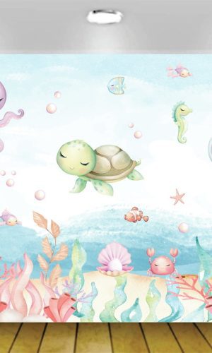 Arte Digital para Painel Fundo do Mar Aquarela