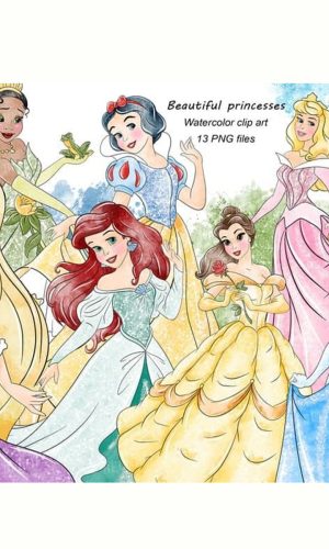 Arte Digital Princesas Disney Aquarela
