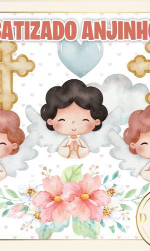 BATIZADO ANJINHO AQUARELA KIT DIGITAL