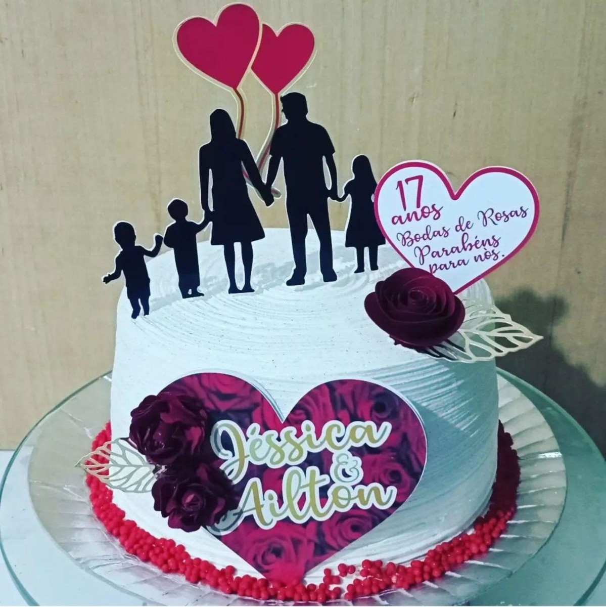 Combo + Arquivo De Corte - Topo De Bolo Bodas De Rosas