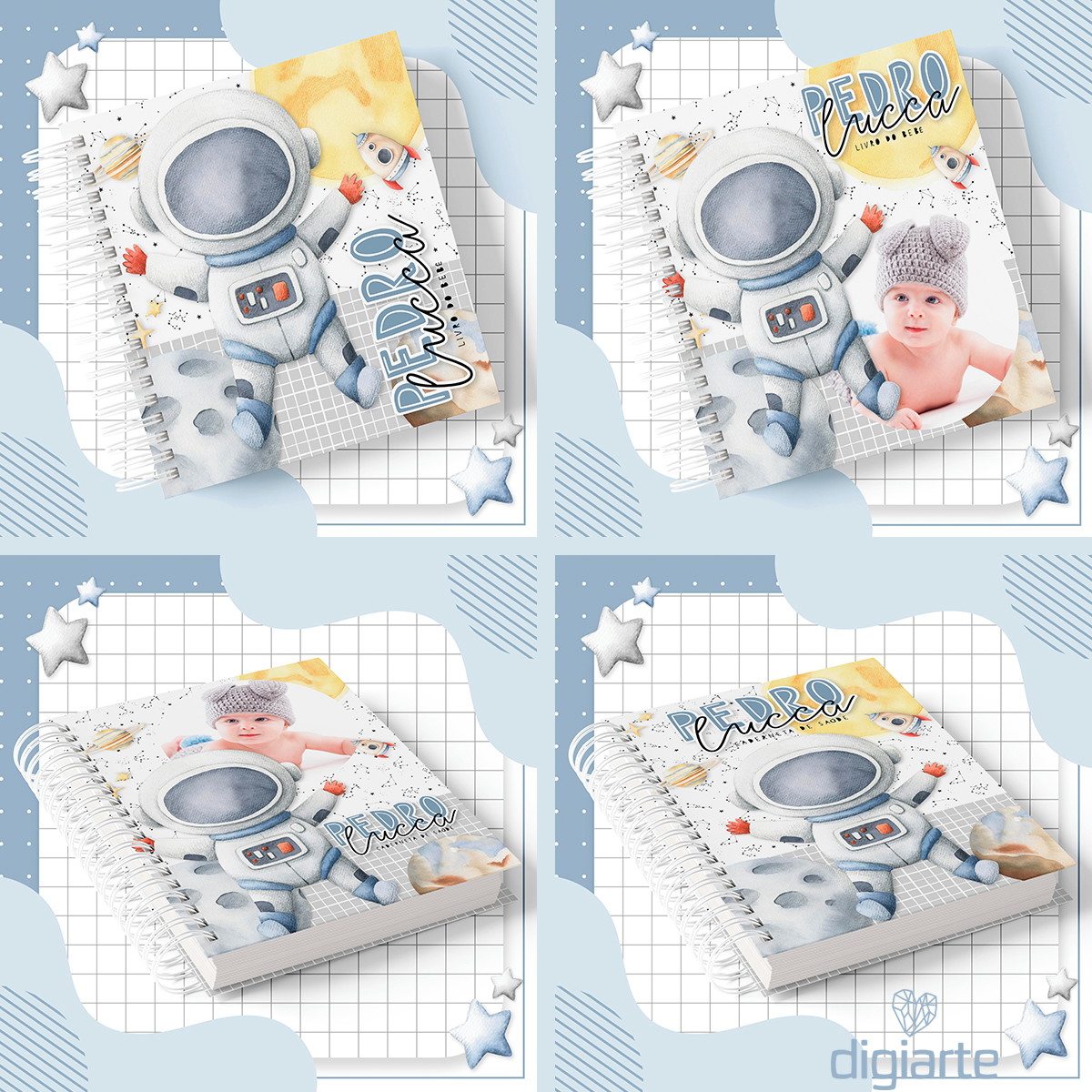 Combo Maternidade Astronauta Aquarela -Arquivo Digital - Imagem 2