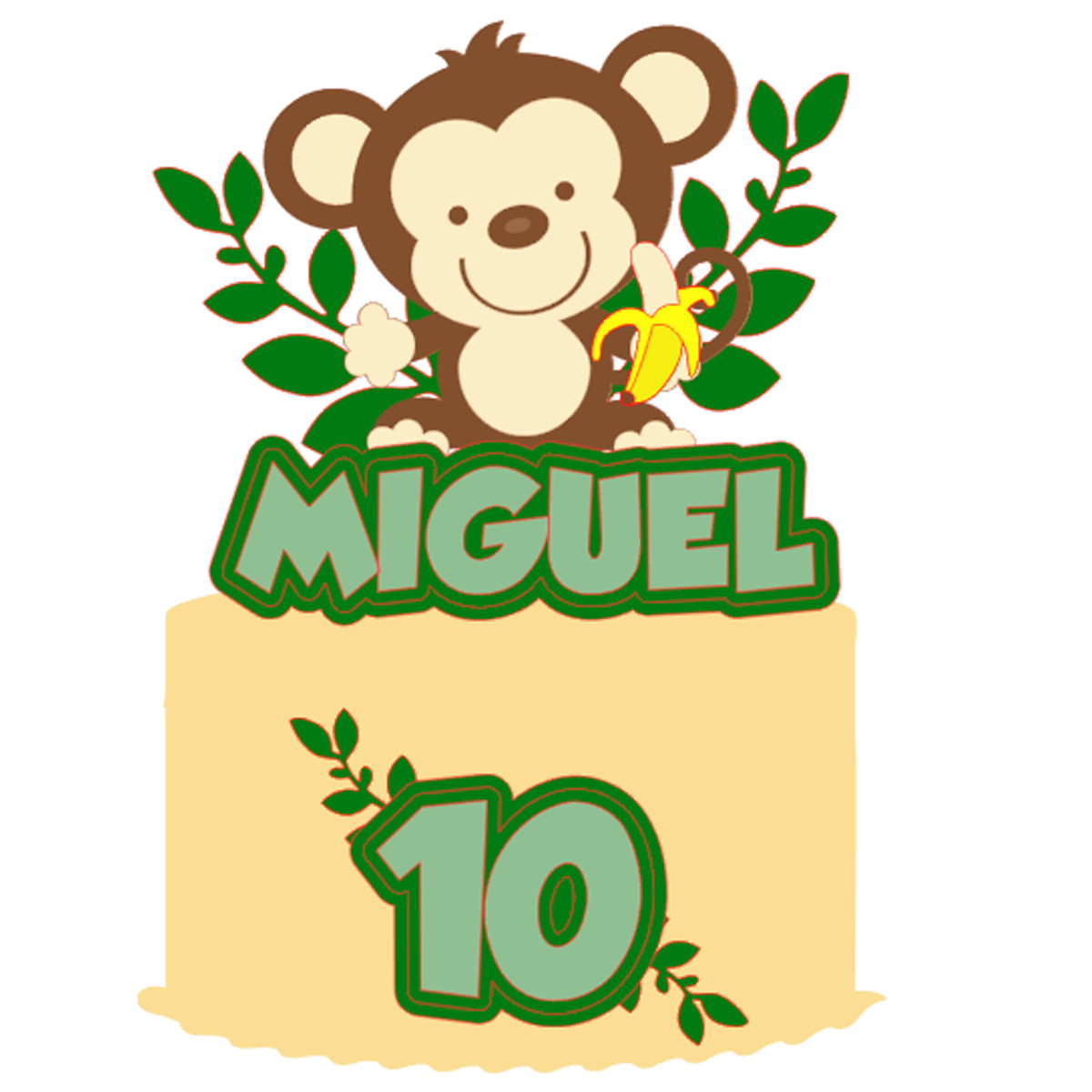 Kit C/ 5 Arquivo De Corte: Topo De Bolo Macaco 001