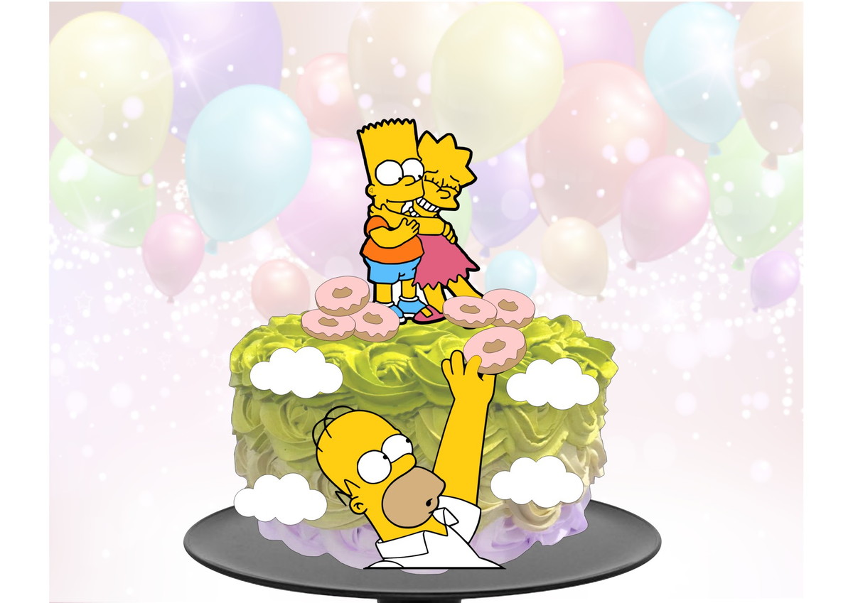 Kit C/ 5 Arquivos De Corte 12 - Simpsons Topo De Bolo Camada