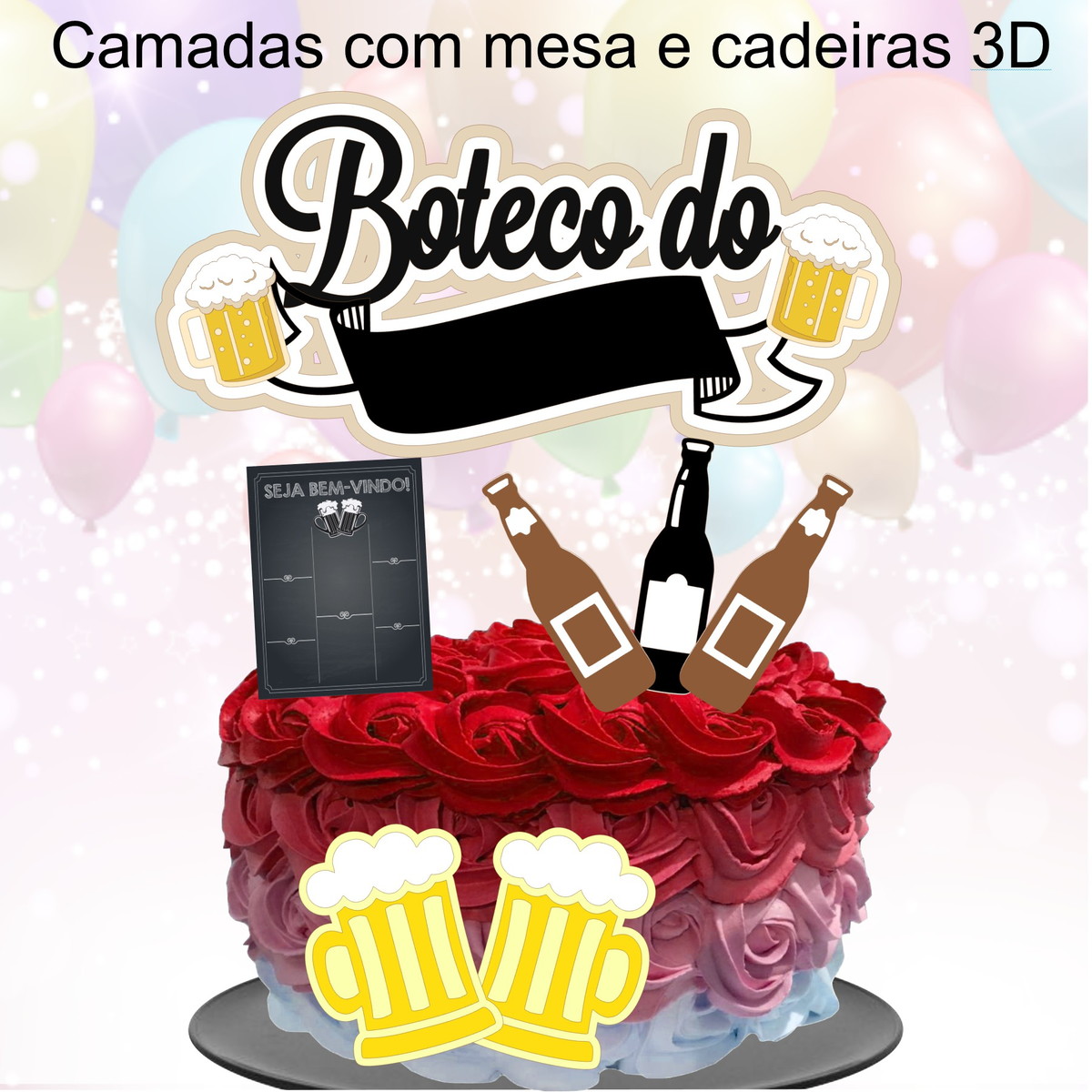 Kit com 5 arquivos de corte: 12-BOTECO TOPO DE BOLO CAMADAS