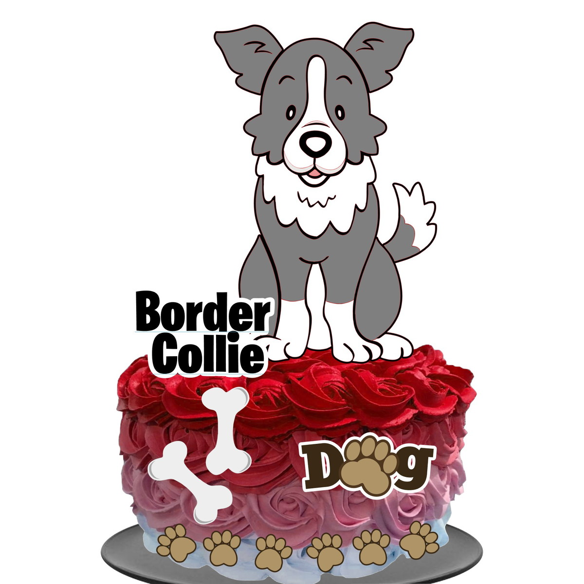 Kit com 5 arquivos de corte 21-CACHORRO TOPO DE BOLO CAMADAS