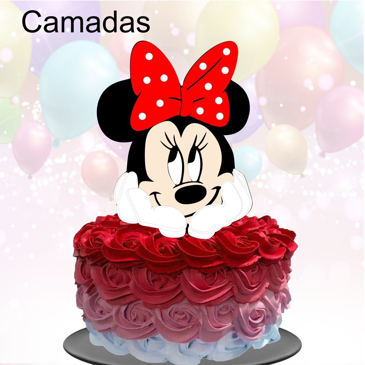 Kit com 5 arquivos de corte 24-MINNIE TOPO DE BOLO CAMADAS