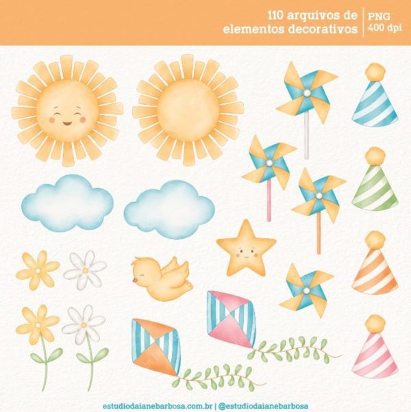 Kit Digital 365 Sorrisos - Cliparts Aquarela - Image 3