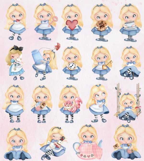 Kit Digital Alice no País das Maravilhas Aquarela Png - Imagem 4