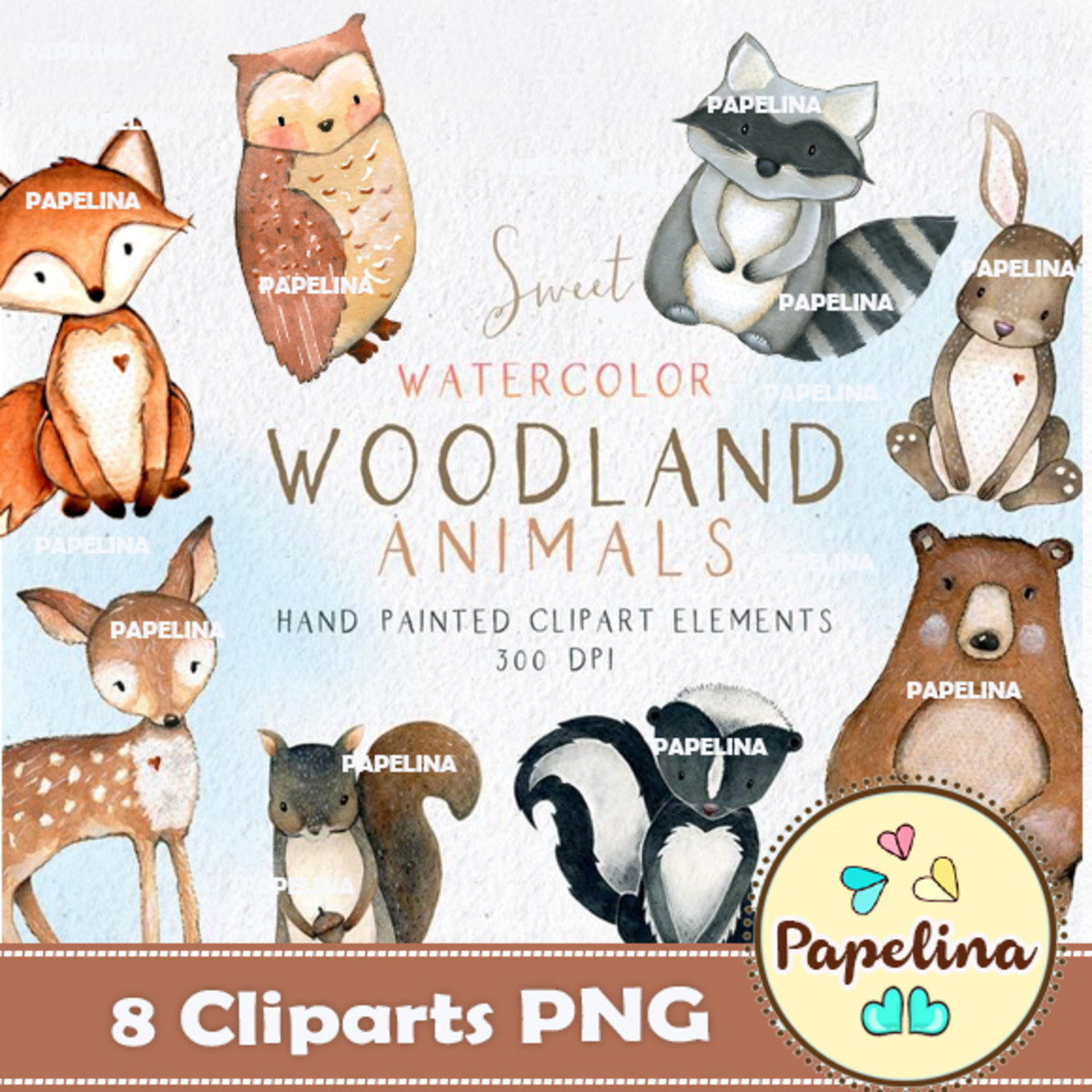 Kit Digital Animais da Floresta Aquarela