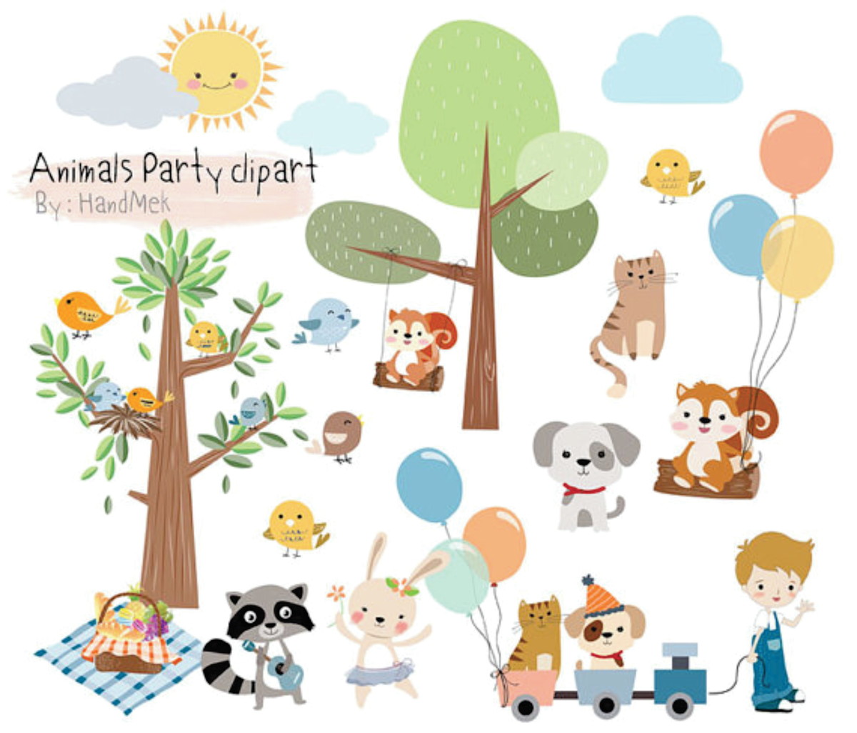 Kit digital aquarelado festa dos animais