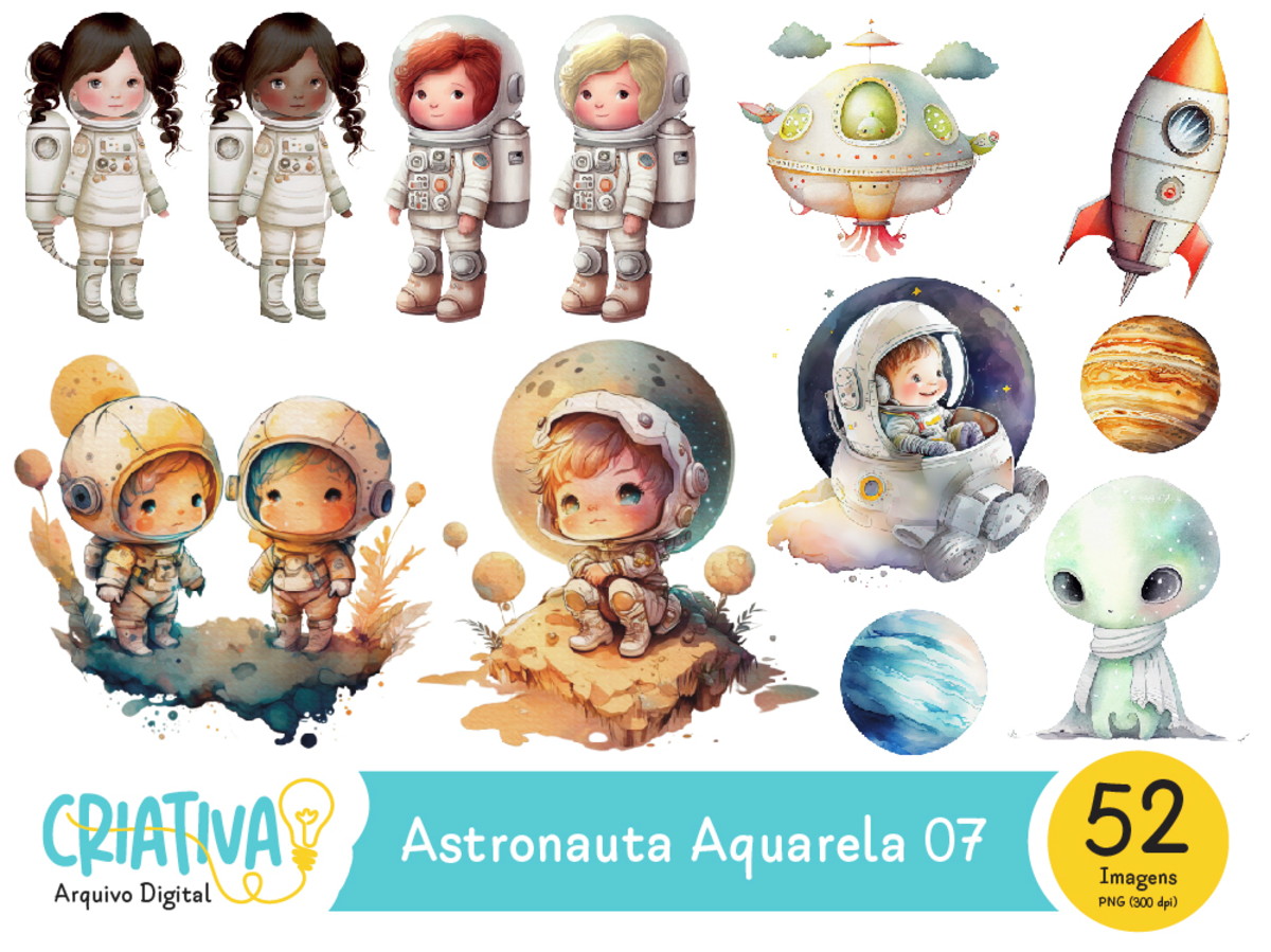 Kit Digital - Astronauta Aquarela 07