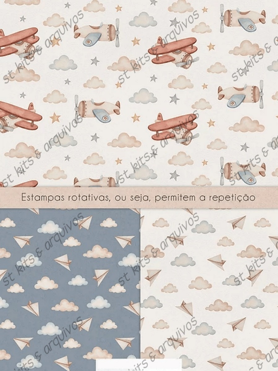 Kit Digital Aviador Em Aquarela - Imagem 4