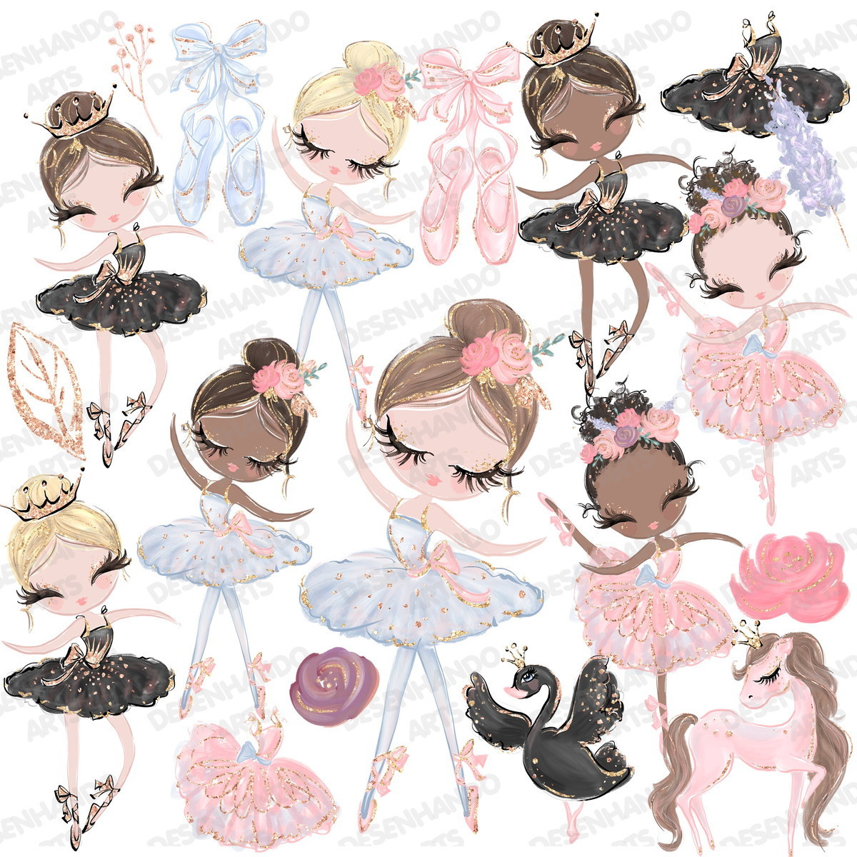 KIT DIGITAL BAILARINAS AQUARELA - Imagem 2
