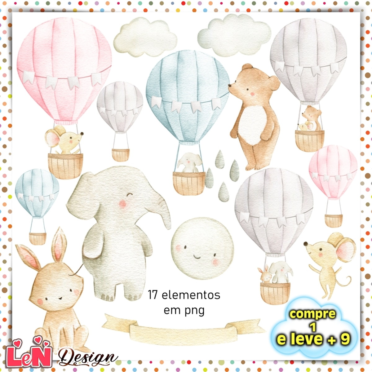 Kit Digital Balão de Ar Aquarela