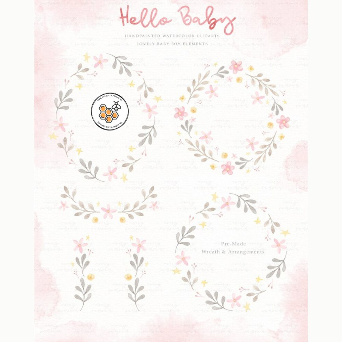 Kit Digital Bebê Menina Aquarela Premium - Hello Baby - Imagem 4