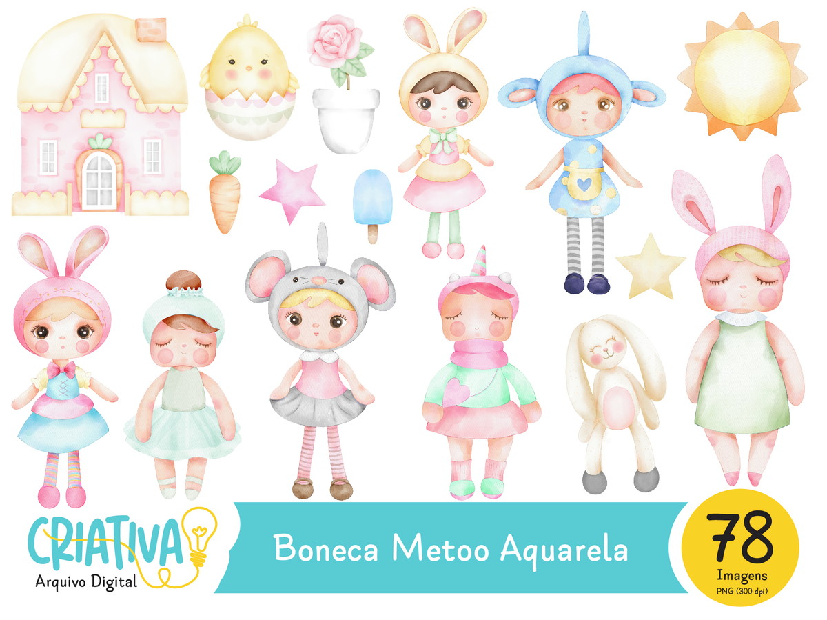 Kit Digital - Boneca Metoo Aquarela
