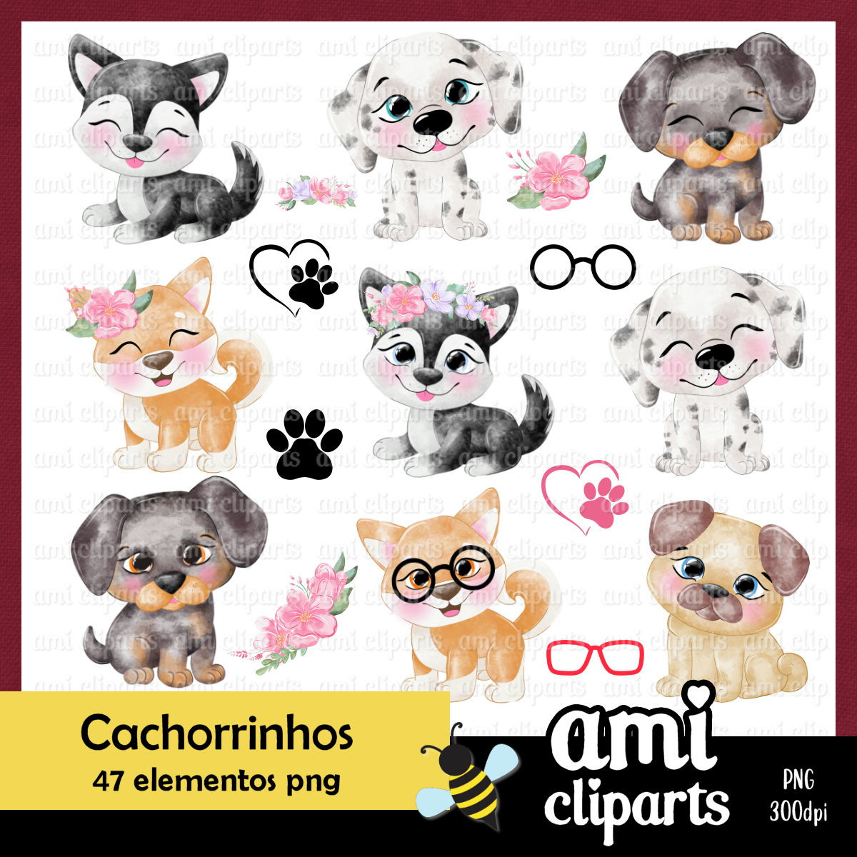 Kit Digital Cachorros Aquarela