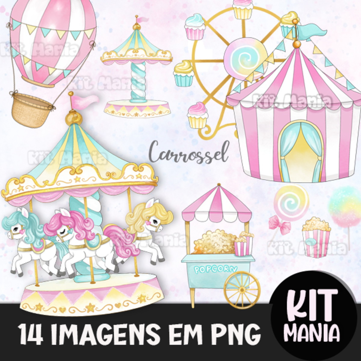 Kit Digital Carrossel Aquarela - Imagem 2