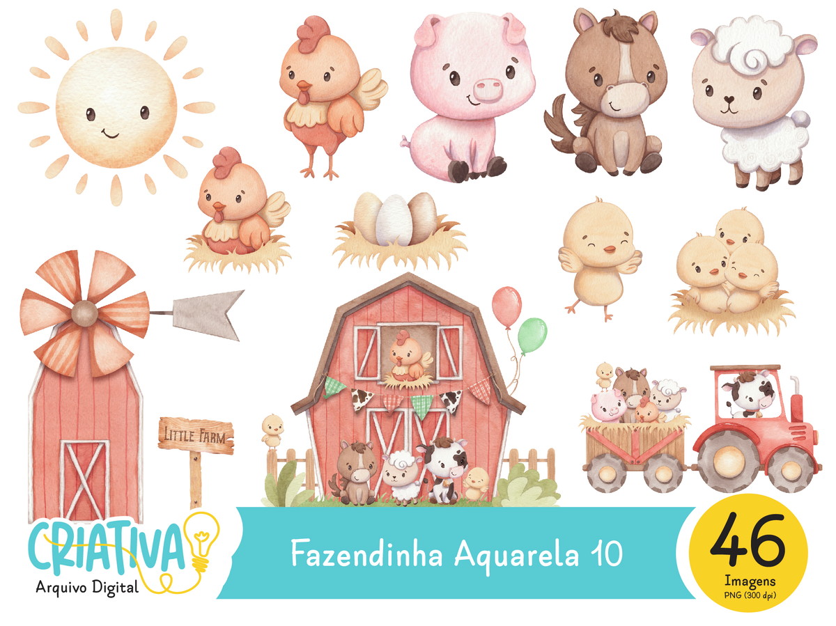 Kit Digital - Fazendinha Aquarela 10