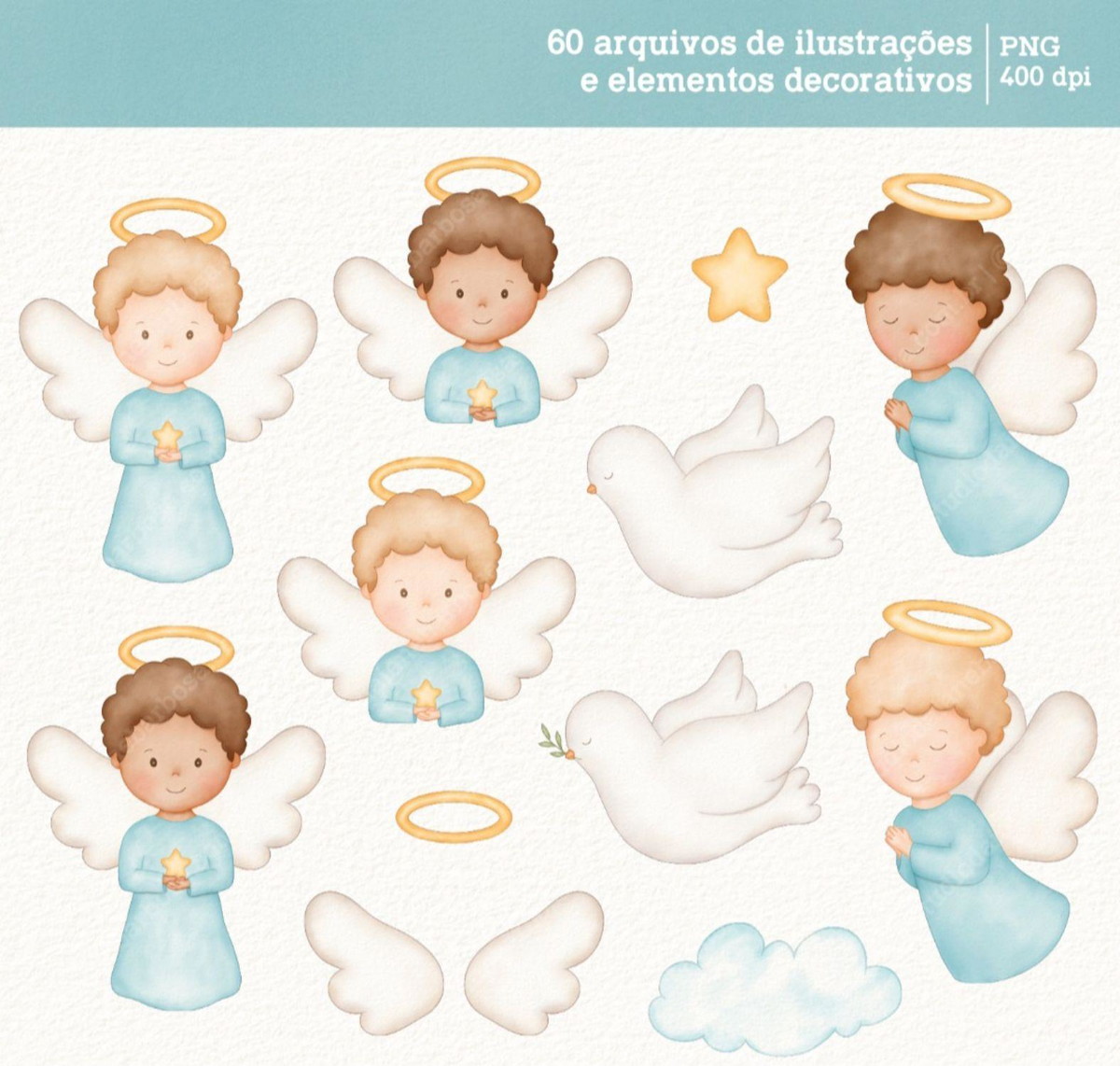 Kit Digital Fé Cristã - Cliparts em Aquarela - Imagem 2