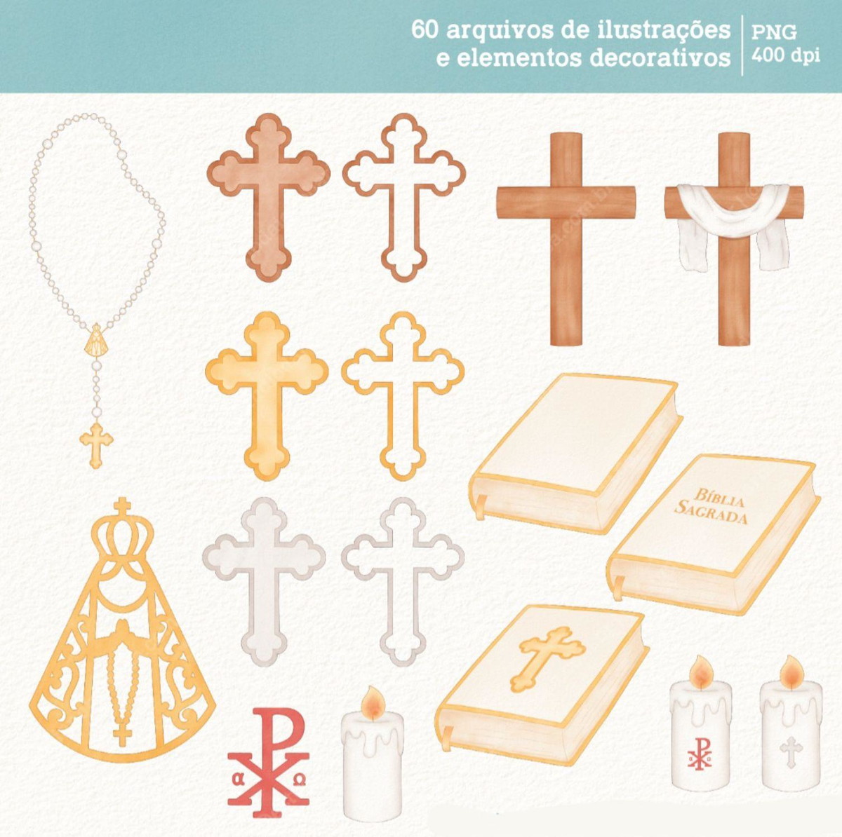 Kit Digital Fé Cristã - Cliparts em Aquarela - Imagem 4